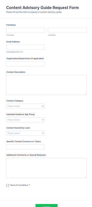 Content Advisory Guide Request Form Template