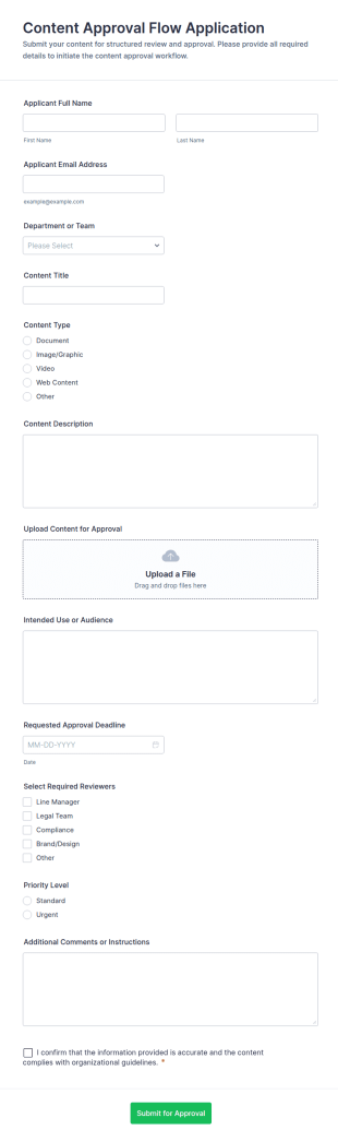 Content Approval Flow Application Form Template
