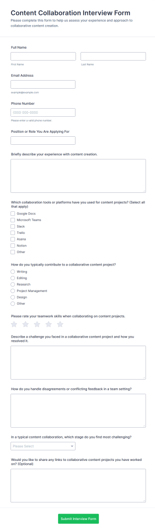 Content Collaboration Interview Form Template