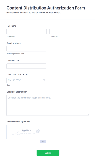Content Distribution Authorization Form Template