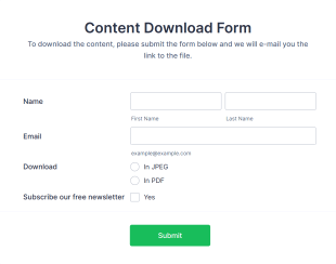 Content Download Form Template