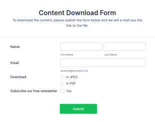 Content Download Form Template