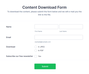 Content Download Form Template