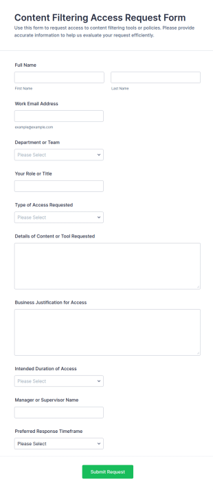 Content Filtering Access Request Form Template