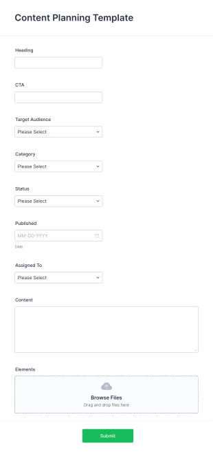 Content Development Plan Example Content Plan Template | Jotform