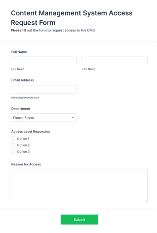 Content Management System Access Request Form Template