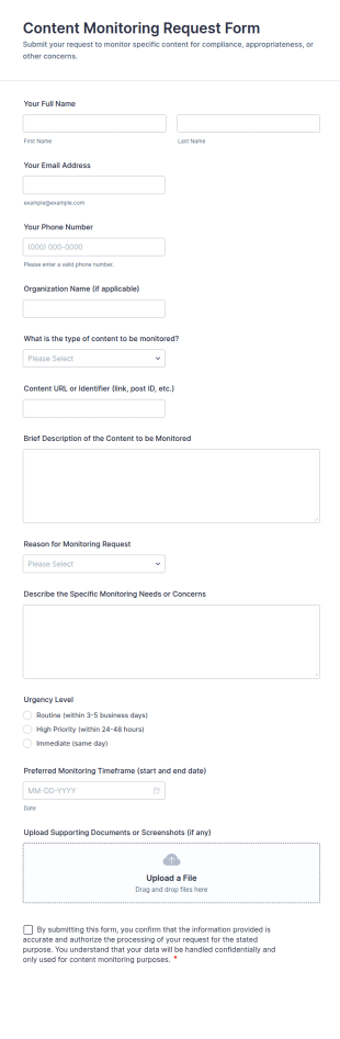 Content Monitoring Request Form Template