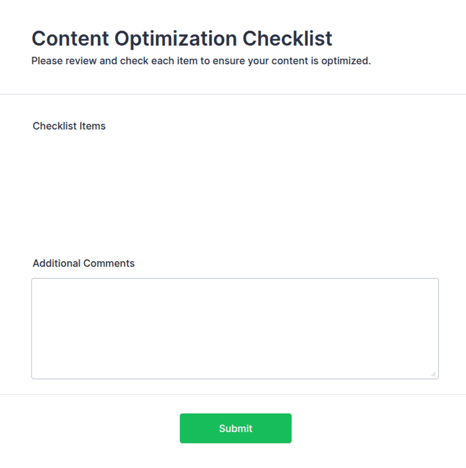 Content Optimization Checklist Form Template | Jotform