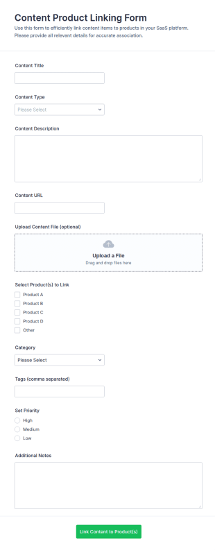 Content Product Linking Form Template
