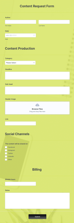 Content Request Form Template