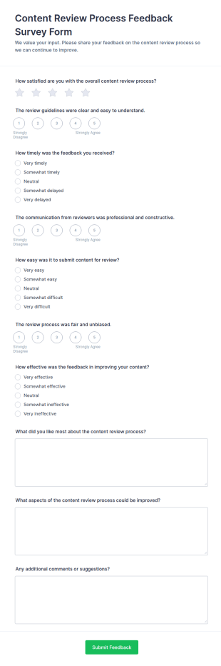 Content Review Process Feedback Survey Form Template