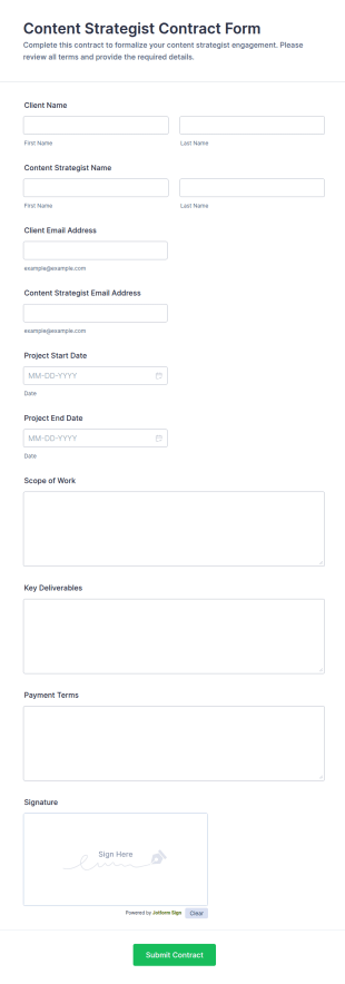 Content Strategist Contract Form Template