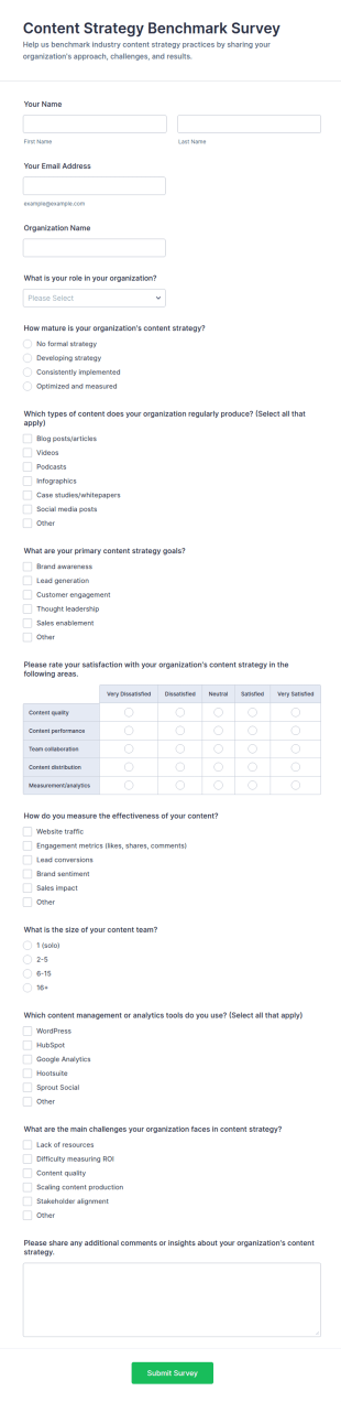 Content Strategy Benchmark Survey Form Template
