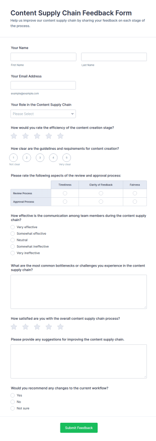 Content Supply Chain Feedback Form Template