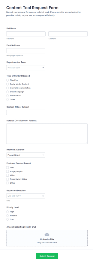 Content Tool Request Form Template