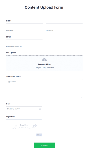 Content Upload Form Template