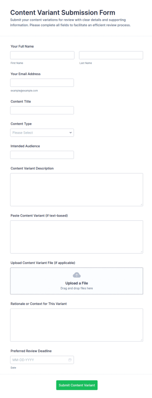 Content Variant Submission Form Template