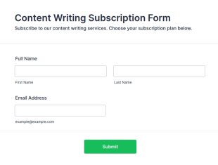 Content Writing Subscription Form Template