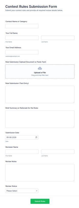Contest Rules Submission Form Template
