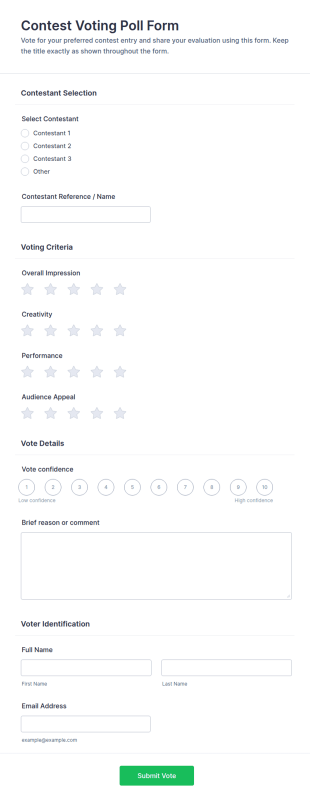 Contest Voting Poll Form Template