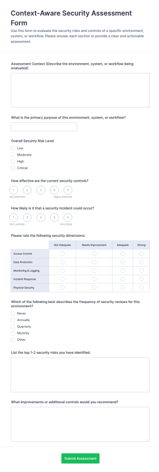 Context Aware Security Assessment Form Template