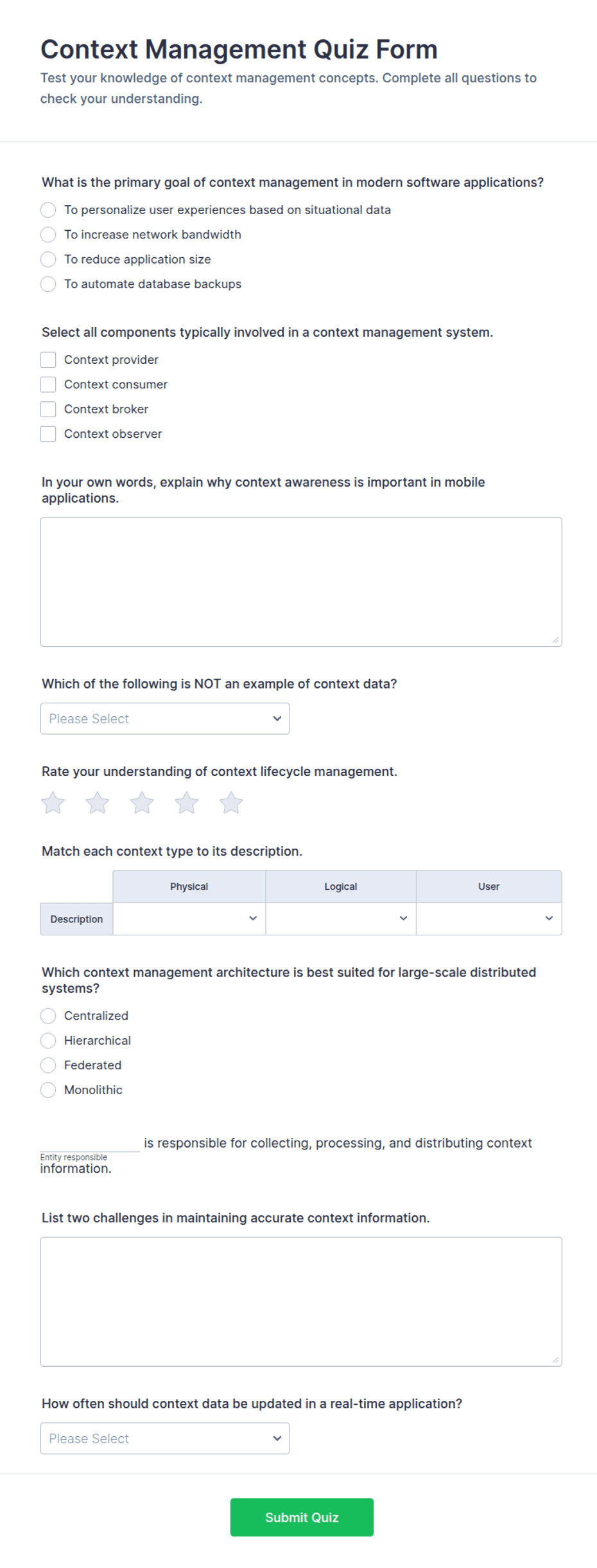 Context Management Quiz Form Template | Jotform