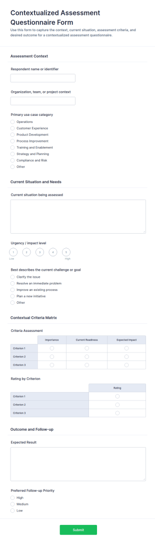 Contextualized Assessment Questionnaire Form Template