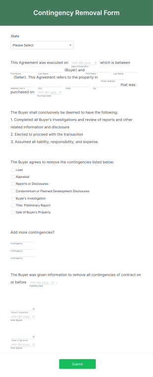 Contingency Removal Form Template