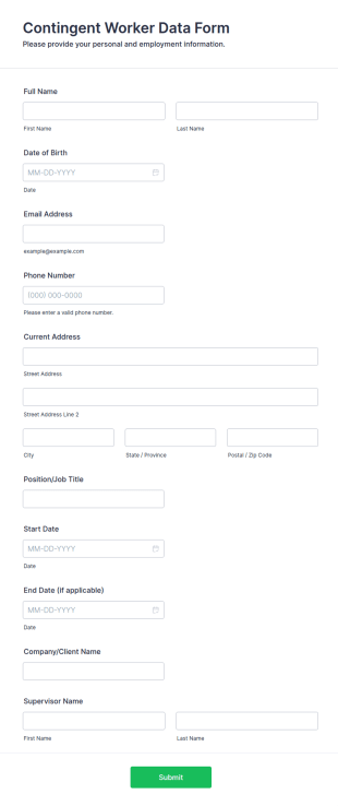 Contingent Worker Data Form Template