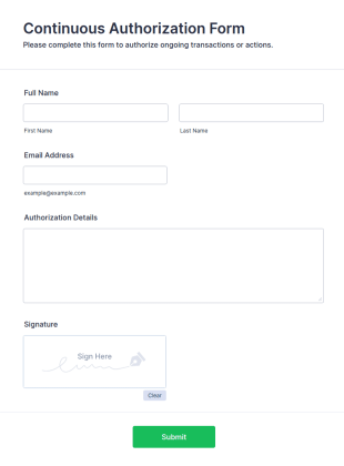Continuous Authorization Form Template