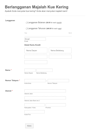 Contoh Stripe: Formulir Langganan Majalah Form Template