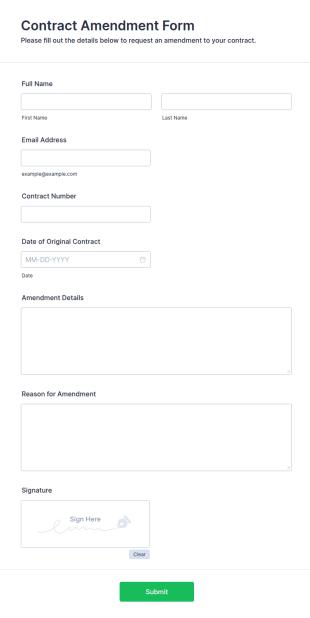 Contract Amendment Form Template