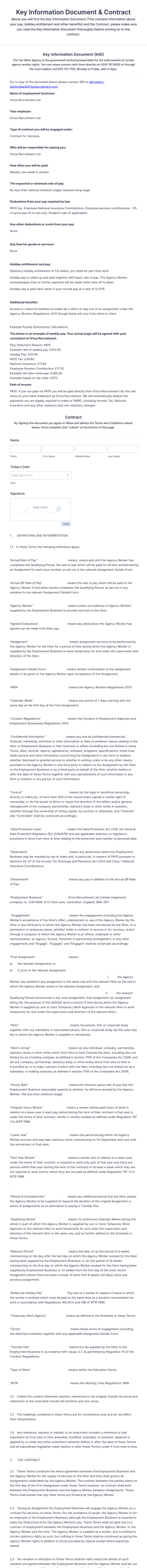 Contract & KID Ortus 2026 Form Template