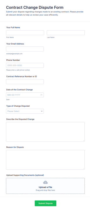 Contract Change Dispute Form Template