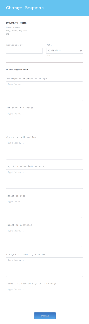 Contract Change Form Template