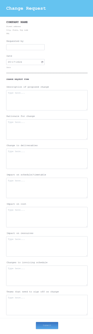Contract Change Form Template