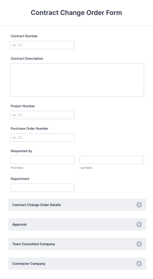 Contract Change Order Form Template