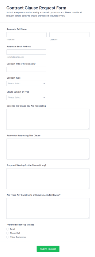 Contract Clause Request Form Template