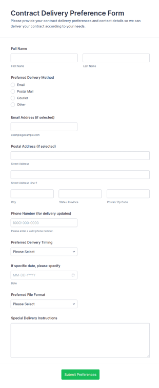Contract Delivery Preference Form Template