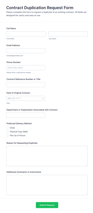 Contract Duplication Request Form Template