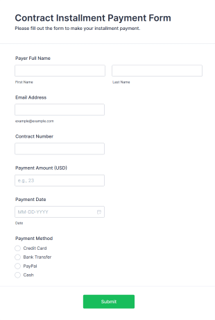 Contract Installment Payment Form Form Template