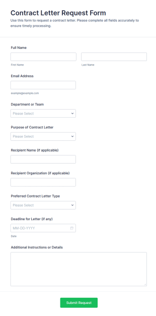 Contract Letter Request Form Template