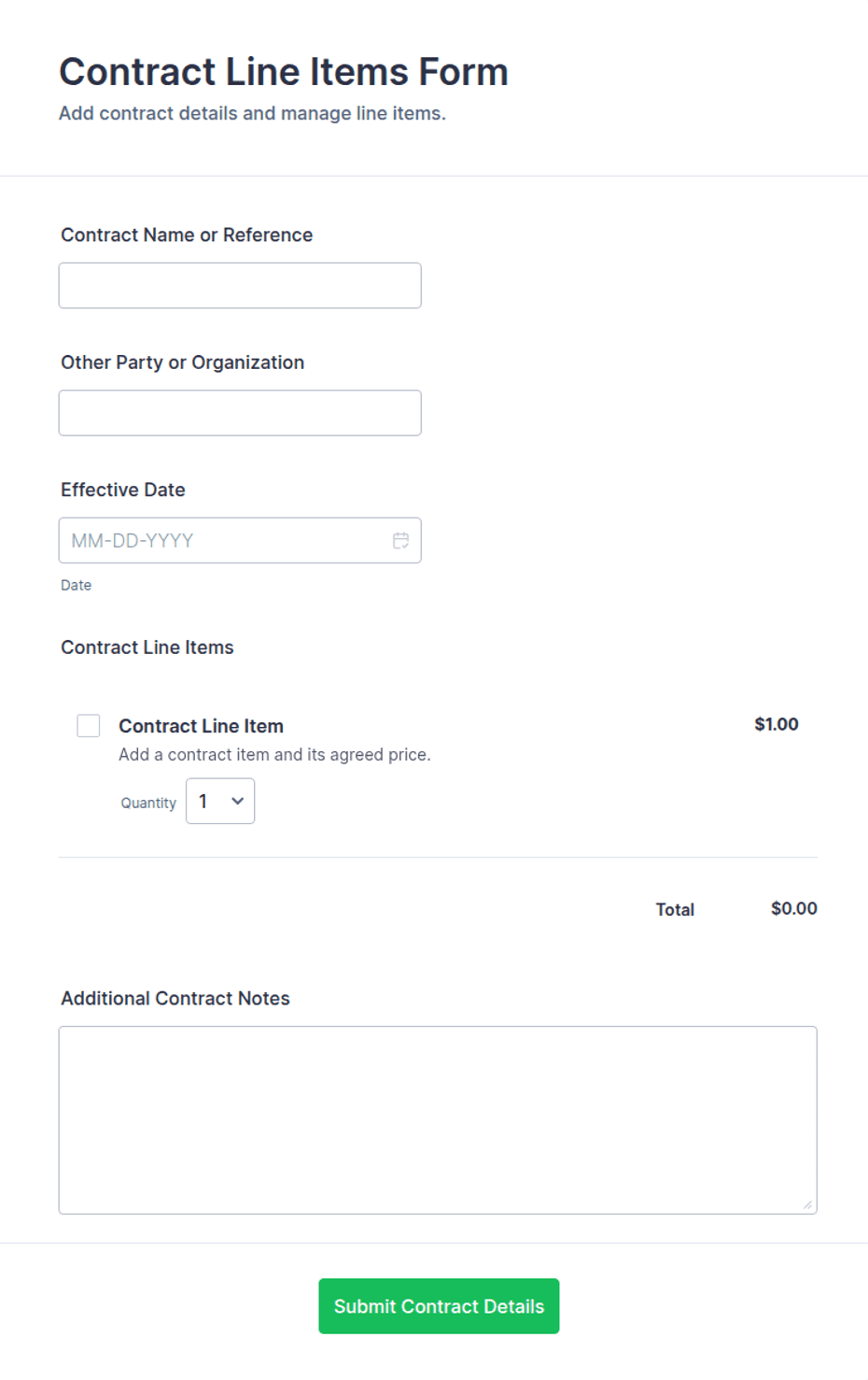 Contract Line Items Form Template | Jotform