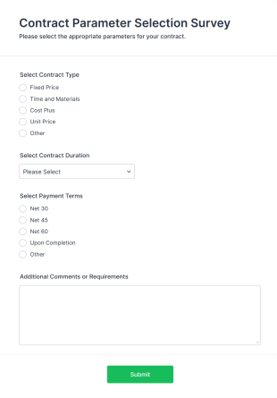 Contract Parameter Selection Survey Form Template