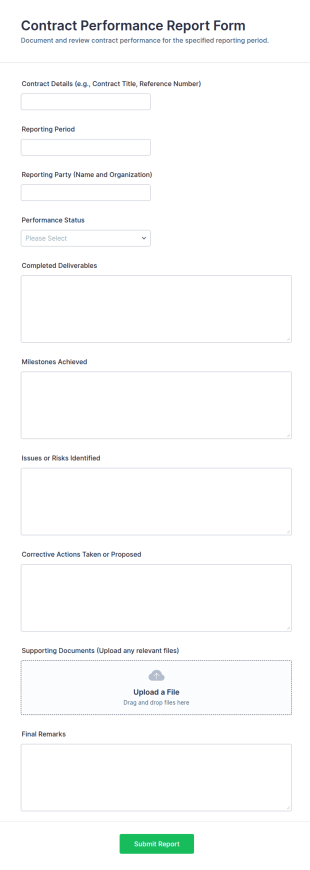 Contract Performance Report Form Template