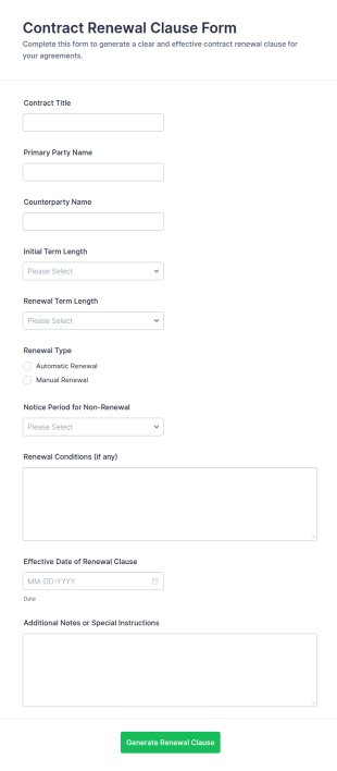 Contract Renewal Clause Template Form
