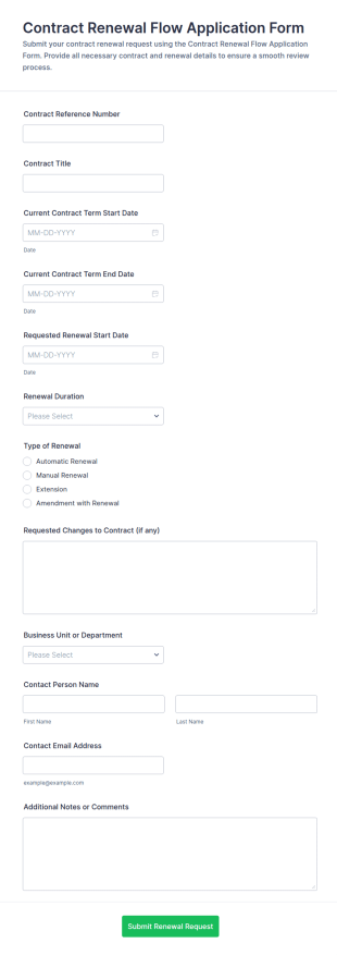 Contract Renewal Flow Application Form Template