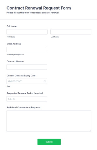 Contract Renewal Request Form Template