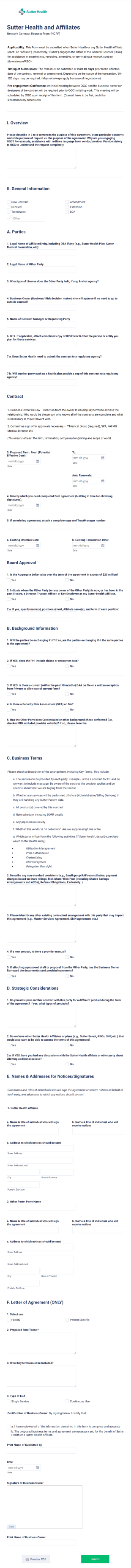 Contract Request Form Template