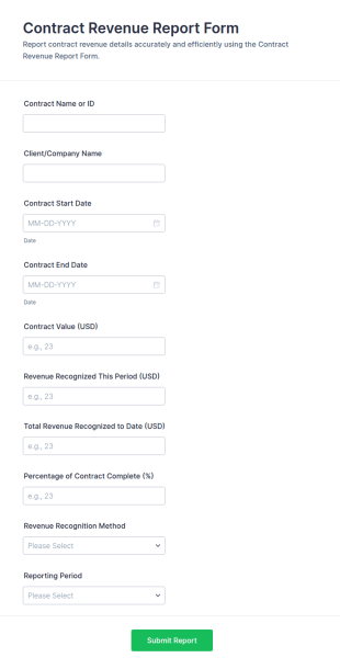 Contract Revenue Report Form Template